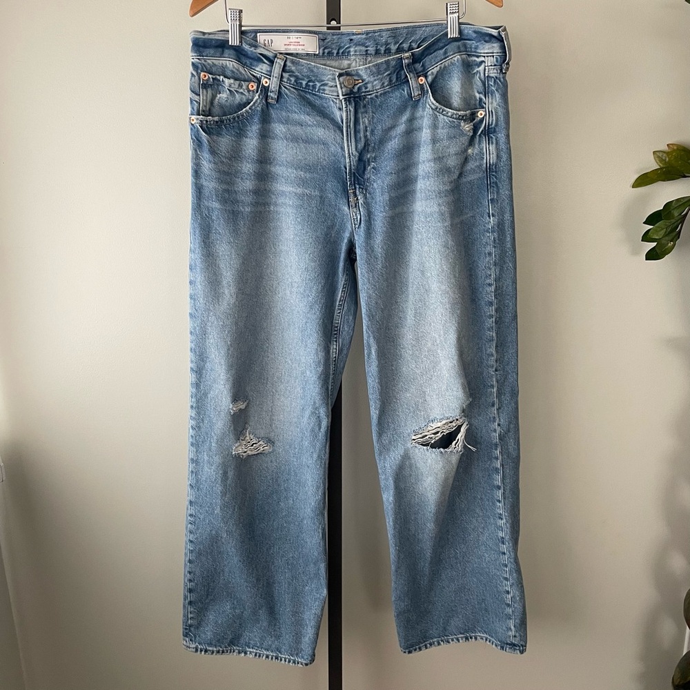 GAP Light Blue Distressed Wide Leg Jeans